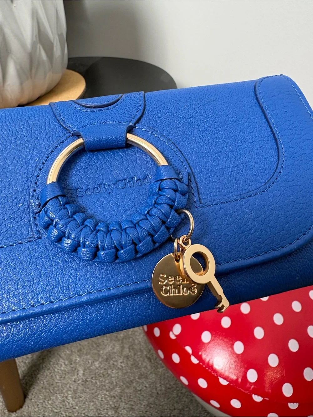 See By Chloe Hana Long Leather Blue Wallet